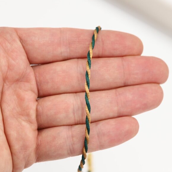 Brown Green Thread Necklace Choker Adjustable Length Twisted Design Chokers (#91 - Picture 7 of 12